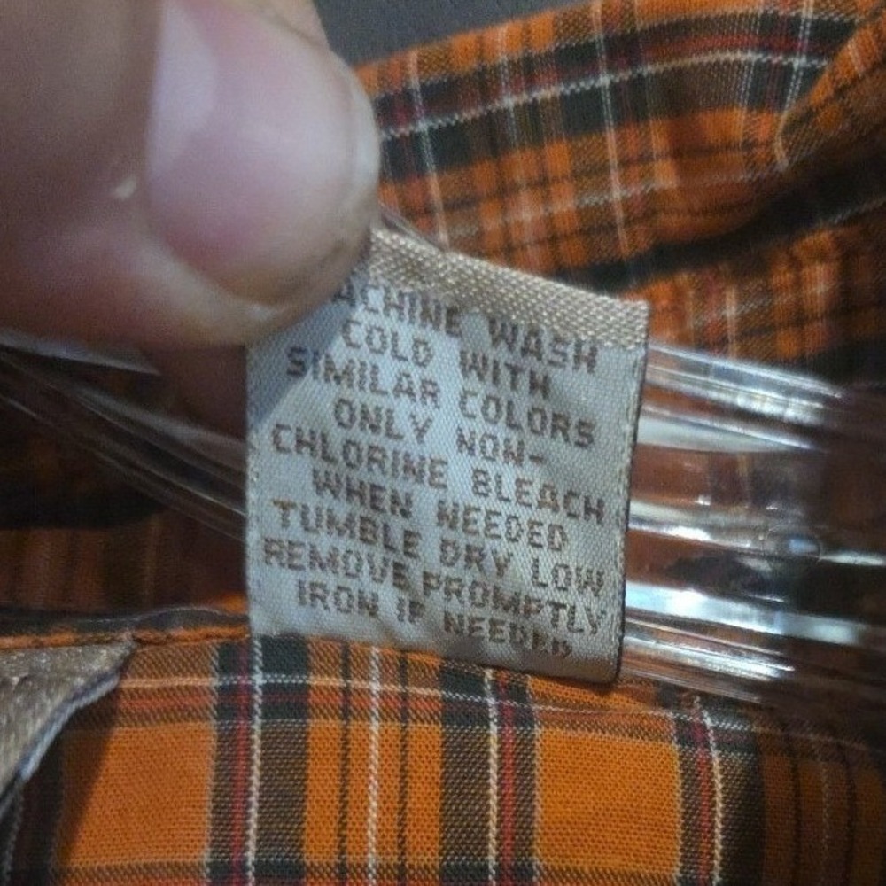 Mountain Lake Orange Plaid Button Down, 100% Cotton Long Sleeve Shirt Women's XL - Picture 6 of 9